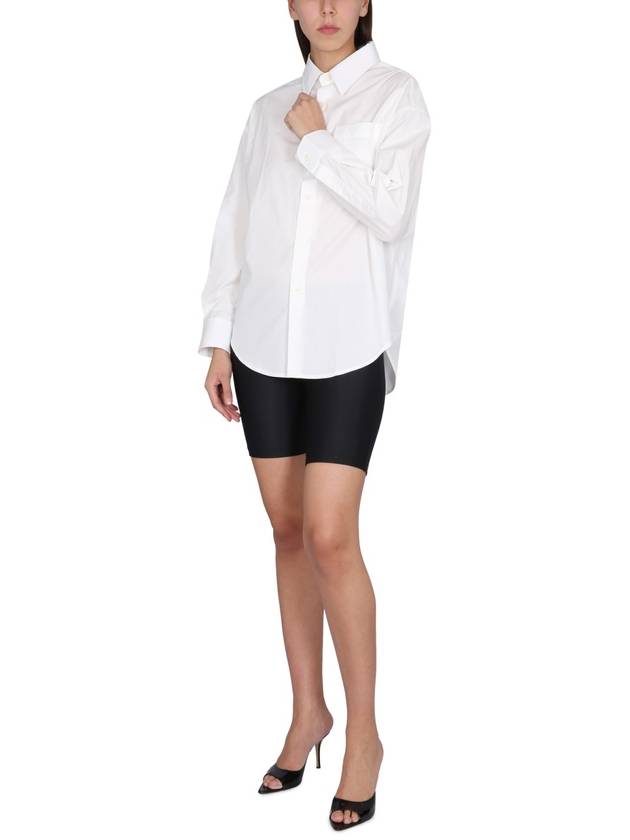 Chest Pocket Boxy Fit Poplin Long Sleeve Shirt White - AMI - BALAAN 3