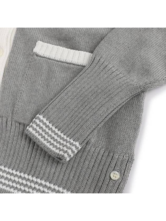 4 Bar Stitch V Neck Cardigan Grey - THOM BROWNE - BALAAN 6