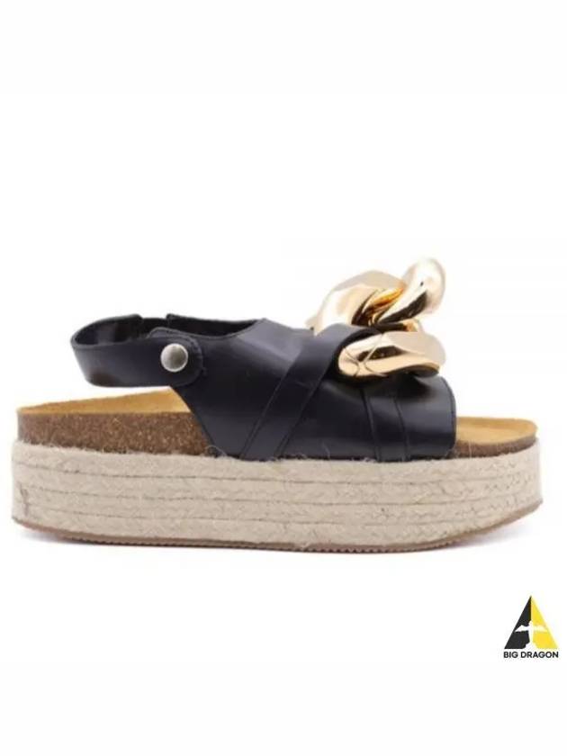 J W Anderson Women s Chain Espadrille Sandals Black ANW38006A - JW ANDERSON - BALAAN 1