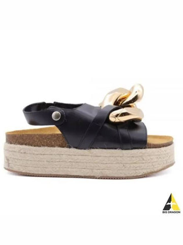 J W Anderson Women s Chain Espadrille Sandals Black ANW38006A - JW ANDERSON - BALAAN 1