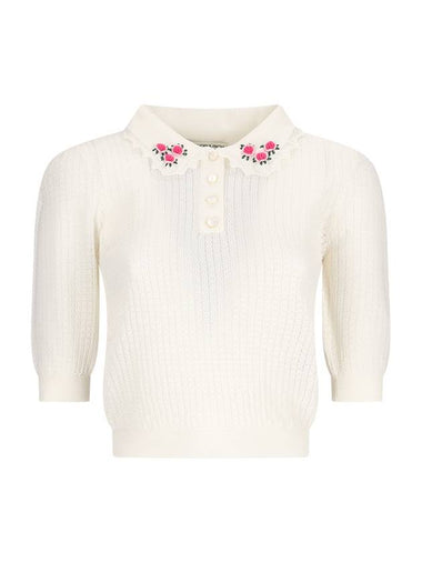 WOOL LACE KNIT JUMPER WITH EMBROIDERY - ALESSANDRA RICH - BALAAN 1