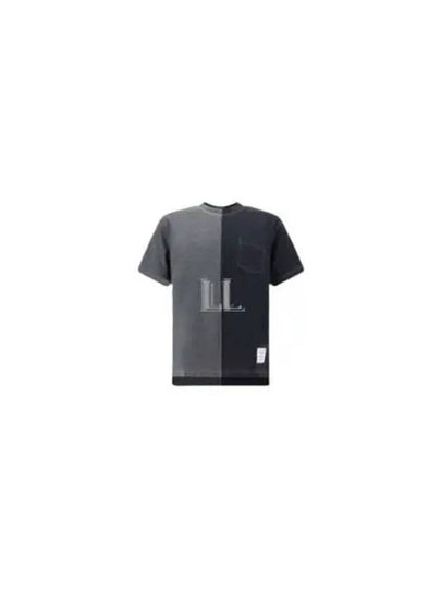 Contrast Stitching Pocket Funmix Cotton Milano Short Sleeve T-Shirt Grey - THOM BROWNE - BALAAN 2