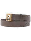 FF stud buckle leather belt brown - FENDI - BALAAN 3