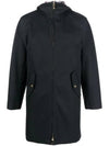 Waterproof Cotton Twill T-Dart Hooded Jacket Navy - THOM BROWNE - BALAAN 1