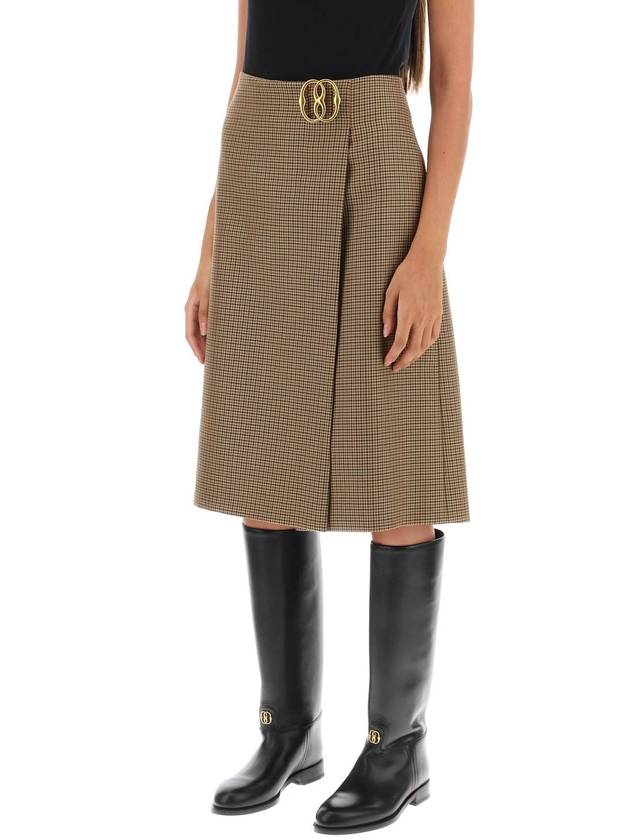 houndstooth a-line skirt with emblem buckle - BALLY - BALAAN 4