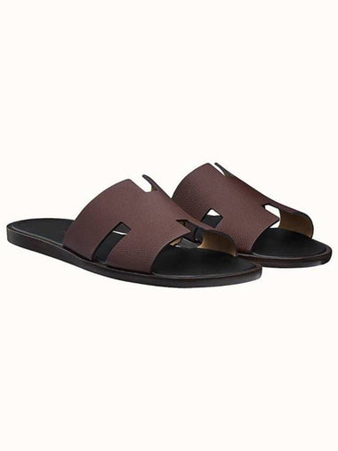 Izmir Men's Sandals Slippers Calfskin Dark Brown Black - HERMES - BALAAN 1