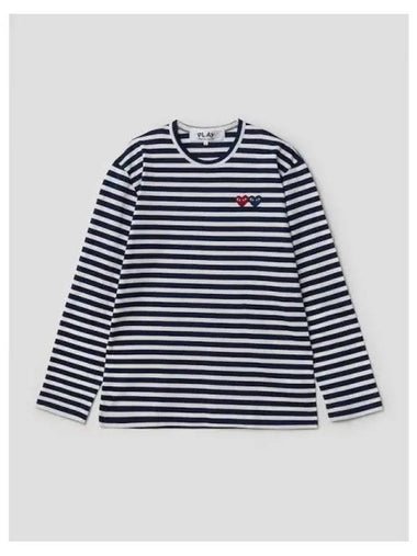 Men s Double Heart Waffen Striped T shirt Navy Domestic Product GM0022110910545 - COMME DES GARCONS PLAY - BALAAN 1