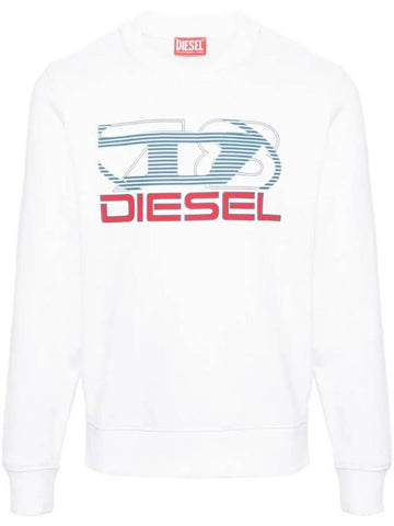 D Logo Cotton Sweatshirt White - DIESEL - BALAAN 1