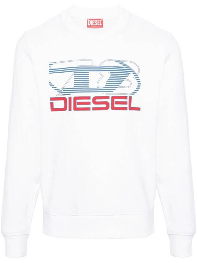 D Logo Cotton Sweatshirt White - DIESEL - BALAAN 1