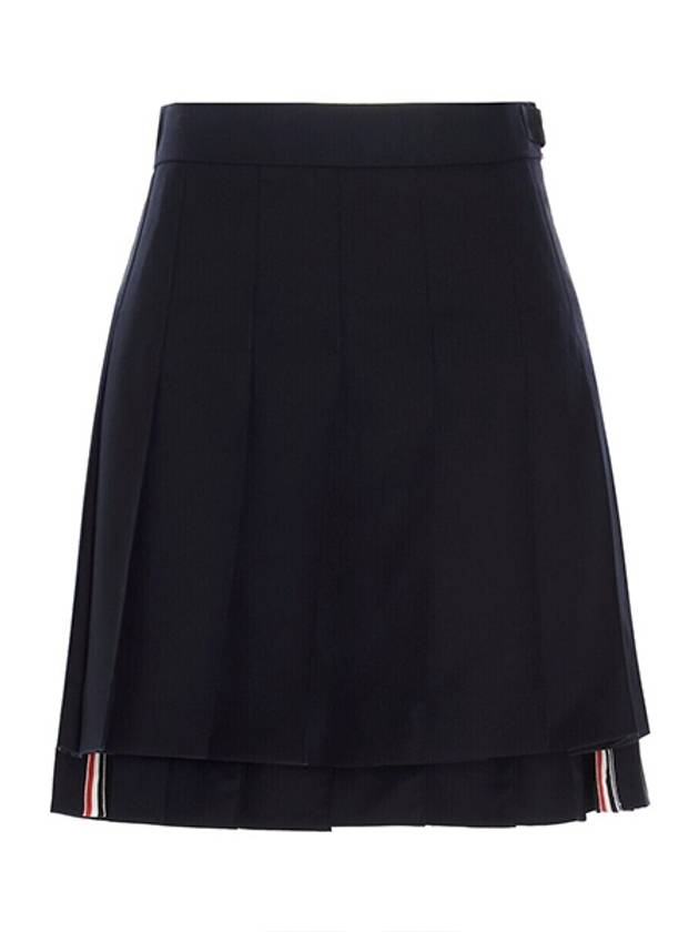 RMB Wool Mini Pleated Skirt Navy - THOM BROWNE - BALAAN 2