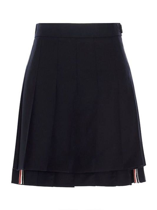 RMB Wool Mini Pleated Skirt Navy - THOM BROWNE - BALAAN 2