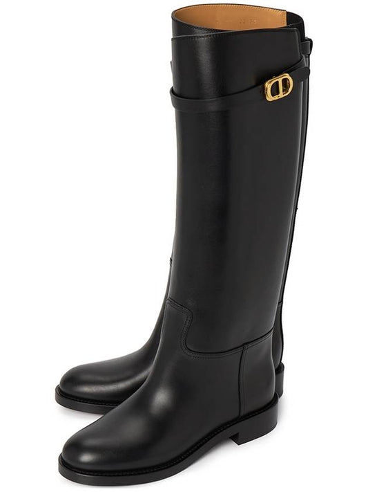 Logo Leather Middle Boots Black - DIOR - BALAAN.