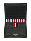 Pebble Grained Leather Double Card Wallet Black - THOM BROWNE - BALAAN 5