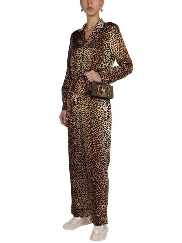 Women's Animal Pattern Satin Jumpsuit Brown - DOLCE&GABBANA - BALAAN 3