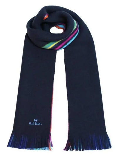 Striped Edge Merino Wool Muffler Navy - PAUL SMITH - BALAAN 2