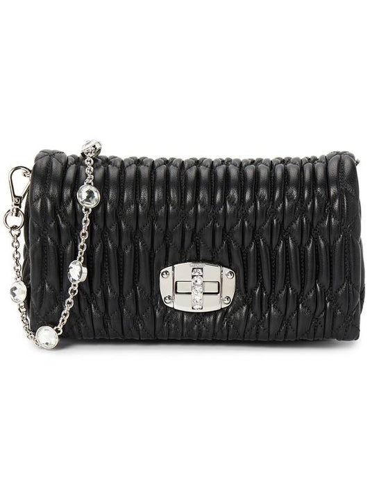 Miu Crystal Nappa Leather Crystal Mini Bag Black - MIU MIU - BALAAN 1