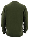 Logo Patch Crew Neck Wool Knit Top Khaiki - STONE ISLAND - BALAAN 3