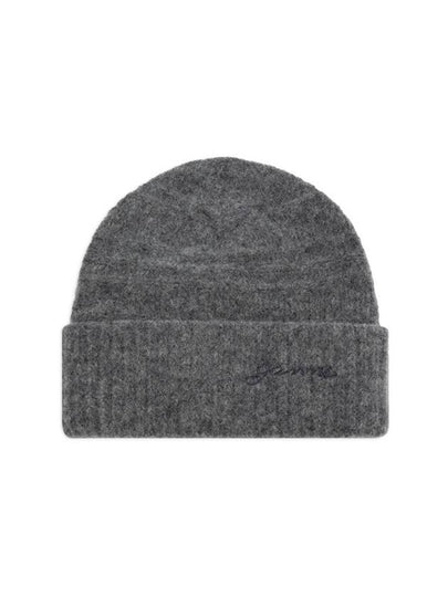 Embroidered Logo Knit Beanie Paloma Melange - GANNI - BALAAN 2