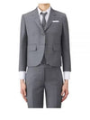 Women's Twill Slim Fit Single Breasted Wool Jacket Mid Grey - THOM BROWNE - BALAAN 2