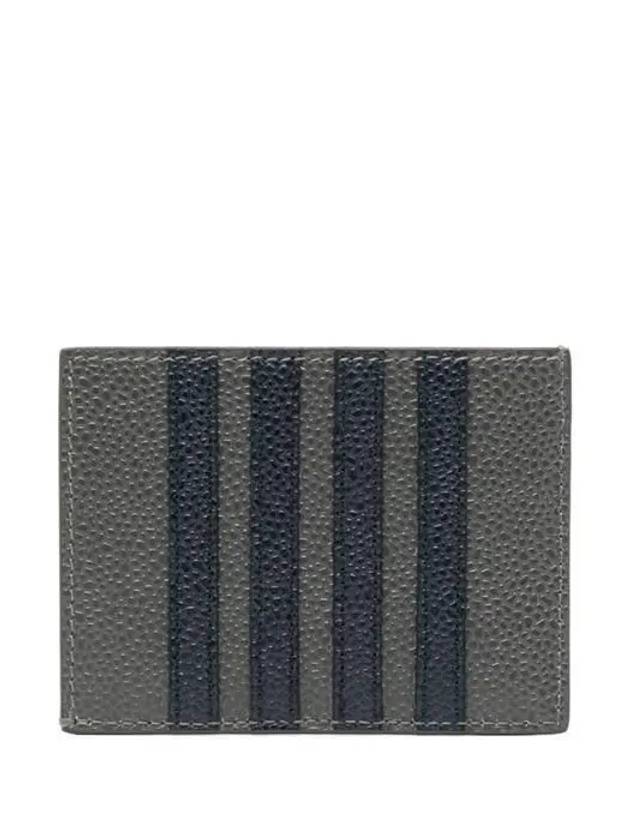 Pebble Calfskin 4-Bar Applique Note Card Wallet Dark Grey - THOM BROWNE - BALAAN 3