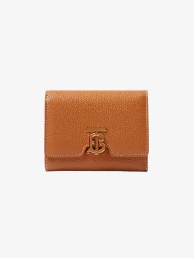 Monogram Grainy Leather Half Wallet Brown - BURBERRY - BALAAN 3