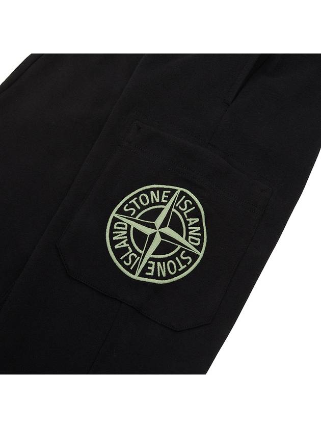 Kids Cotton Fleece Track Pants Black - STONE ISLAND - BALAAN 7