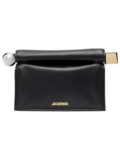 Round Square Logo Clutch Bag Black - JACQUEMUS - BALAAN 2