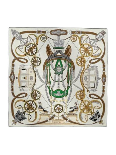 Stately Wheels Silk  90 Scarf Blanc - HERMES - BALAAN 1