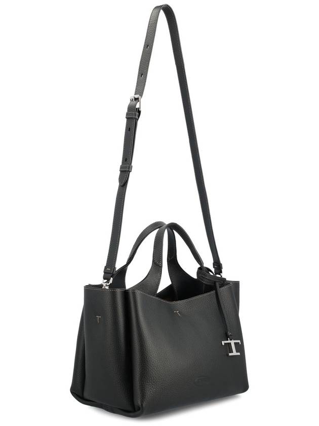 T Timeless Leather Small Tote Bag Black - TOD'S - BALAAN 4