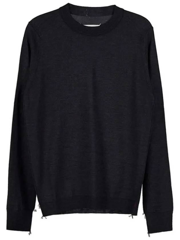 Back Stitch Crew Neck Wool Knit Top Charcoal - MAISON MARGIELA - BALAAN 6