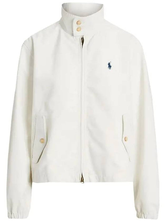 Logo High Neck Cotton Canvas Zip-up Jacket White - POLO RALPH LAUREN - BALAAN 2