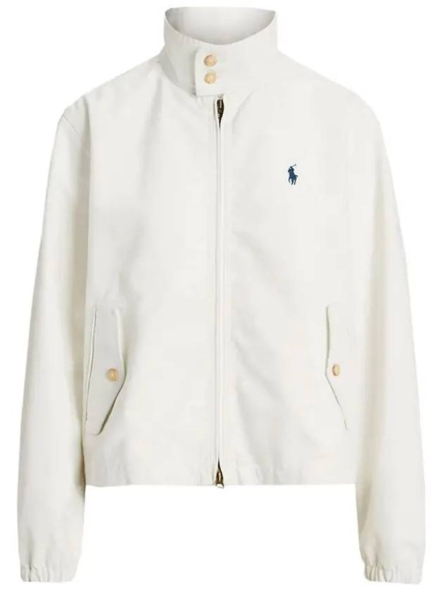 Logo High Neck Cotton Canvas Zip-up Jacket White - POLO RALPH LAUREN - BALAAN 3