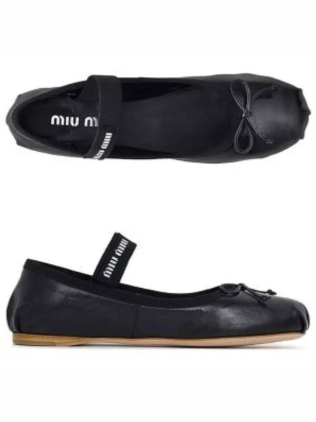 Women's Logo Leather Ballerinas Black - MIU MIU - BALAAN 2