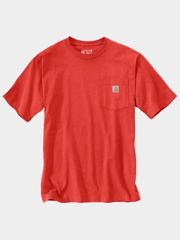 Pocket short sleeve t shirt fire red heather K87 R68 - CARHARTT - BALAAN 5