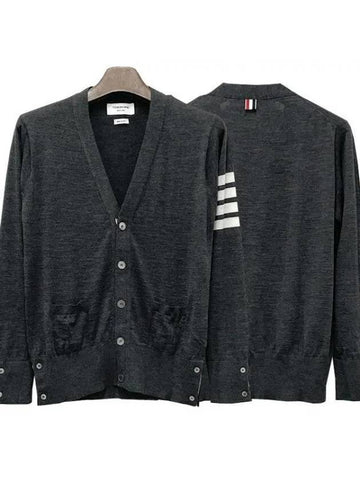 diagonal armband merino wool cardigan DA 38247838 1095166 - THOM BROWNE - BALAAN 1