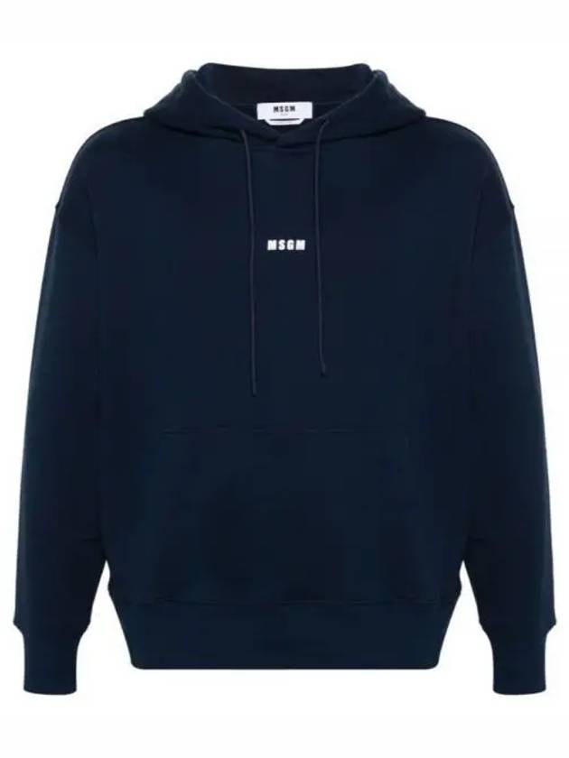 Micro Logo Cotton Hoodie Navy - MSGM - BALAAN 2