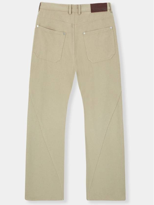 Curved Double Knee Cotton Pants Beige - KINETO - BALAAN 4