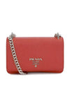 Saffiano Flap Chain Cross Bag Red - PRADA - BALAAN 1