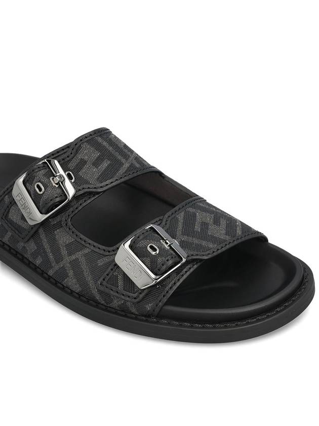 Men's Peel Jacquard Fabric Sandals Black - FENDI - BALAAN 5