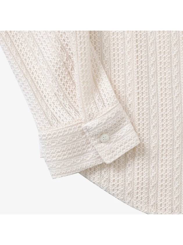 Cotton Crochet Slim Shirt Ivory - NOIRER FOR WOMEN - BALAAN 6