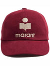 Tyron Logo Cotton Ball Cap Red - ISABEL MARANT - BALAAN 3