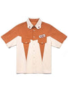 Men's Shamrock Patch Bowling Short Sleeve Shirt Orange - IOEDLE - BALAAN 1