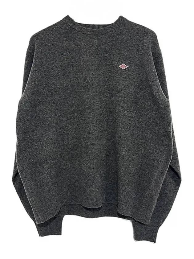 Lambswool Crew Neck Knit Top Charcoal - DANTON - BALAAN 3