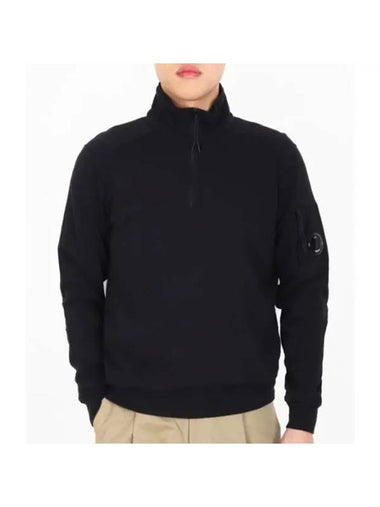 Light Fleece Half Zip-Up Sweatshirt Black - CP COMPANY - BALAAN 1