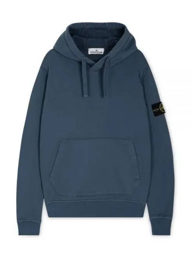 Logo Patch Cotton Fleece Hoodie Blue - STONE ISLAND - BALAAN 2