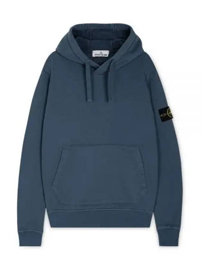 Logo Patch Cotton Fleece Hoodie Blue - STONE ISLAND - BALAAN 2