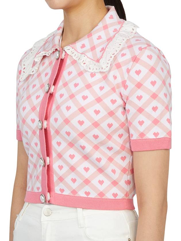 Check Jacquard Cardigan Pink - ALESSANDRA RICH - BALAAN 4