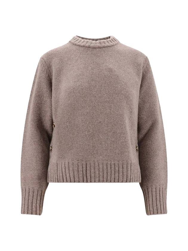 Metal Note Button Wool Knit Top Gray - BOTTEGA VENETA - BALAAN 1