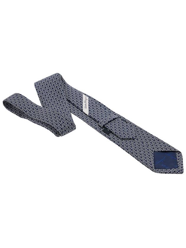 Gancini Print Silk Tie Navy - SALVATORE FERRAGAMO - BALAAN 5