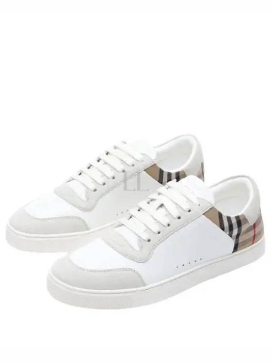 Check Leather Suede Sneakers Natural White Archive Beige - BURBERRY - BALAAN 2